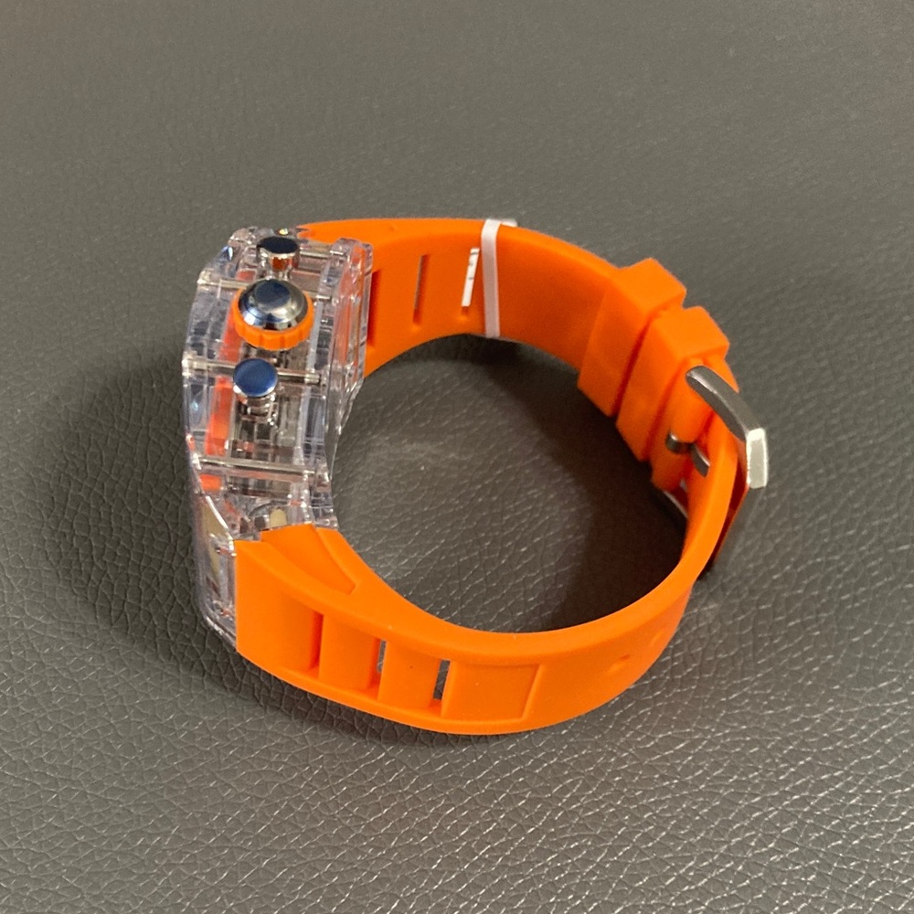 Activa Watch w/ Skeleton Dial 44.3mm, Orange strap/clear face (ACW2305-003) - Picture 3 of 7
